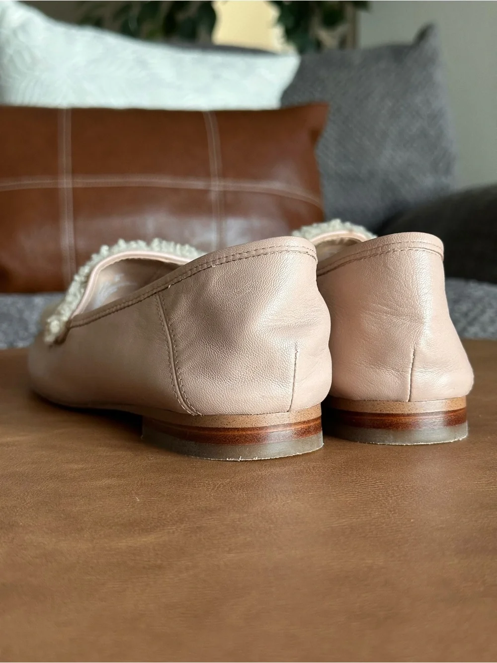 Coach Helena C Shearling Leather Loafers Pale Blush Pink 7.5B